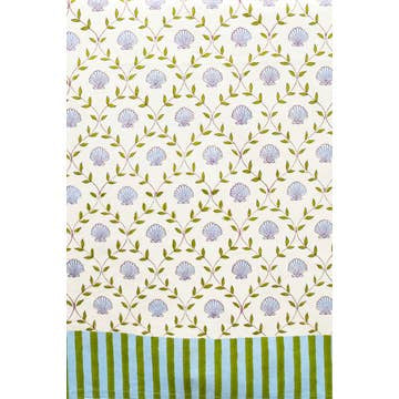 Seashell Blockprint Tablecloth — Blue