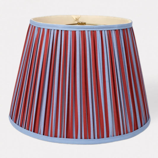16" Pleated Empire Lampshade — Red and Blue Stripes