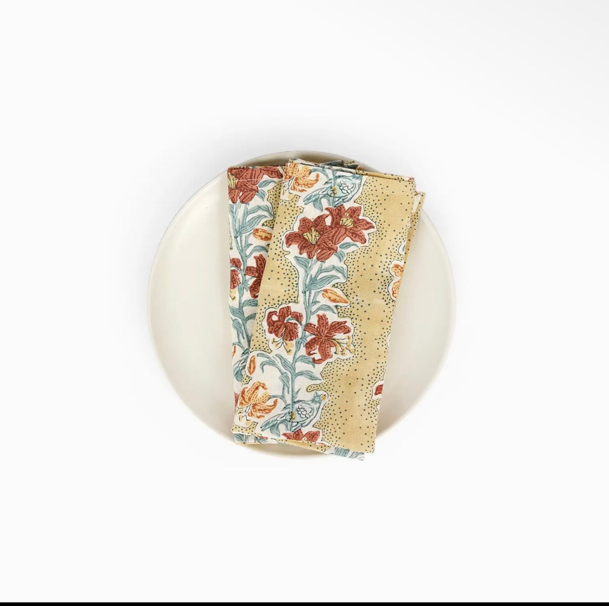 Block-Printed Linen Napkin (Set of 2) - Mustard Meher