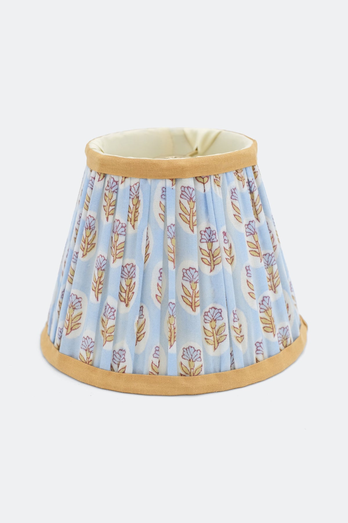 6" Mini Pleated Blockprint Lampshade - Sky Blue Daisies