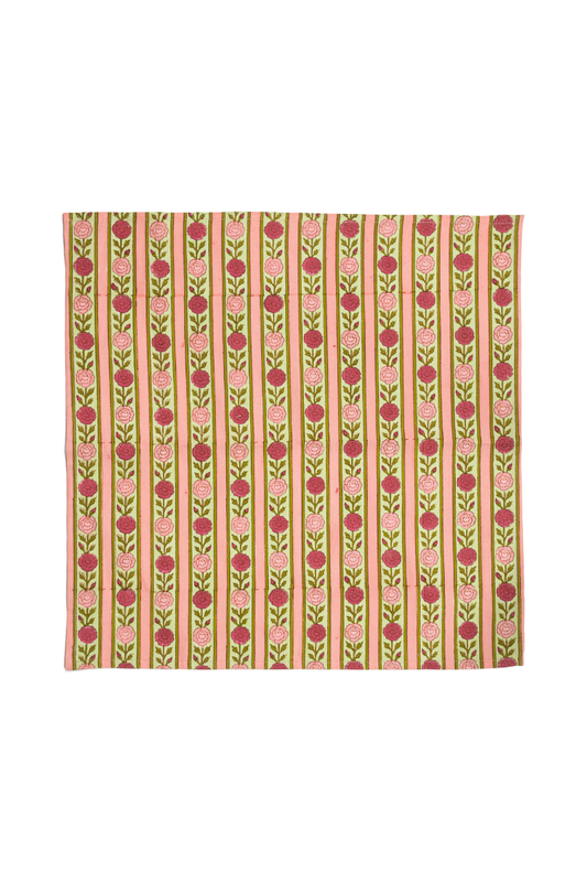 Vintage Floral Stripe Napkins, Set of 4 — Pink