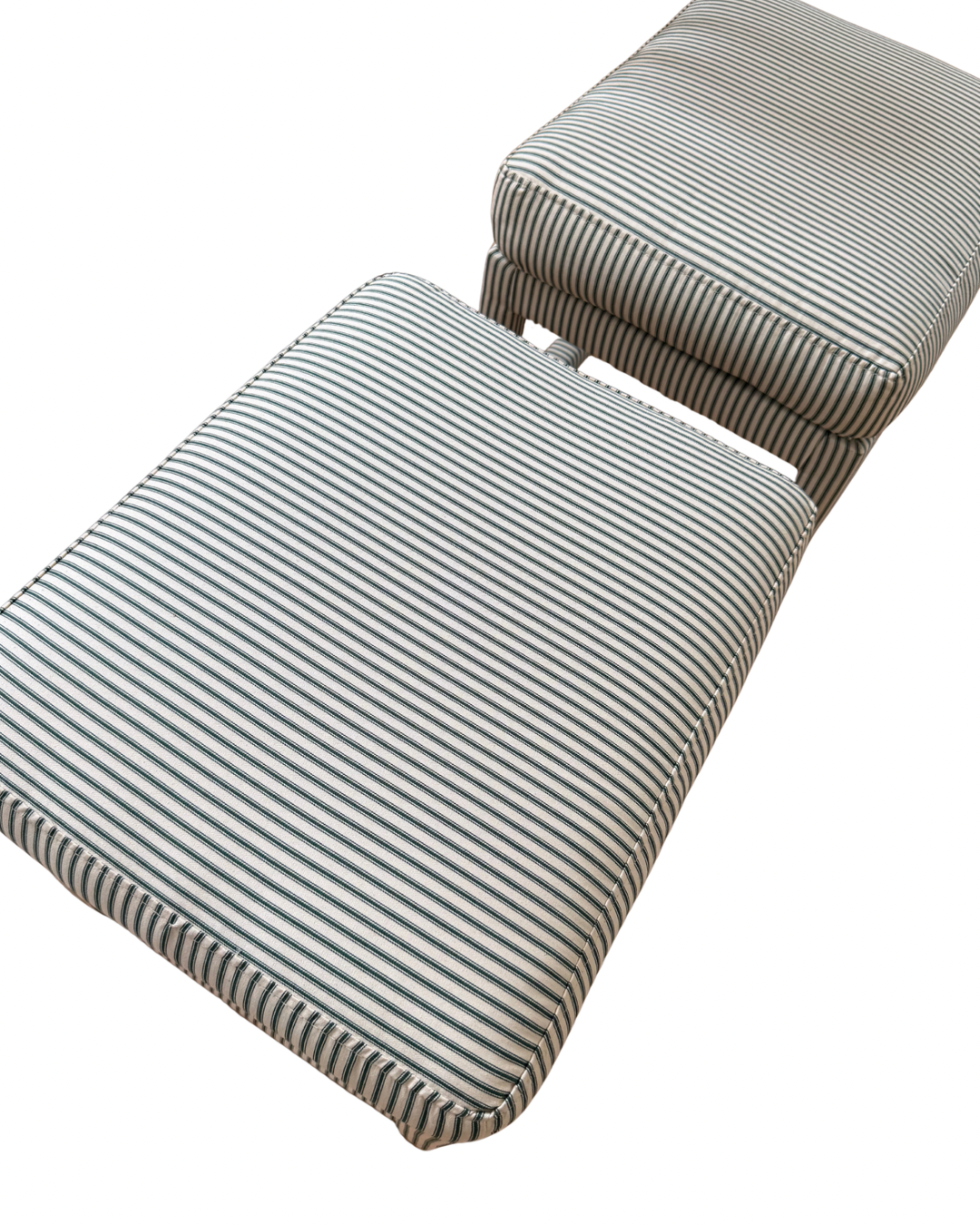 Pair of stools in green ticking stripe